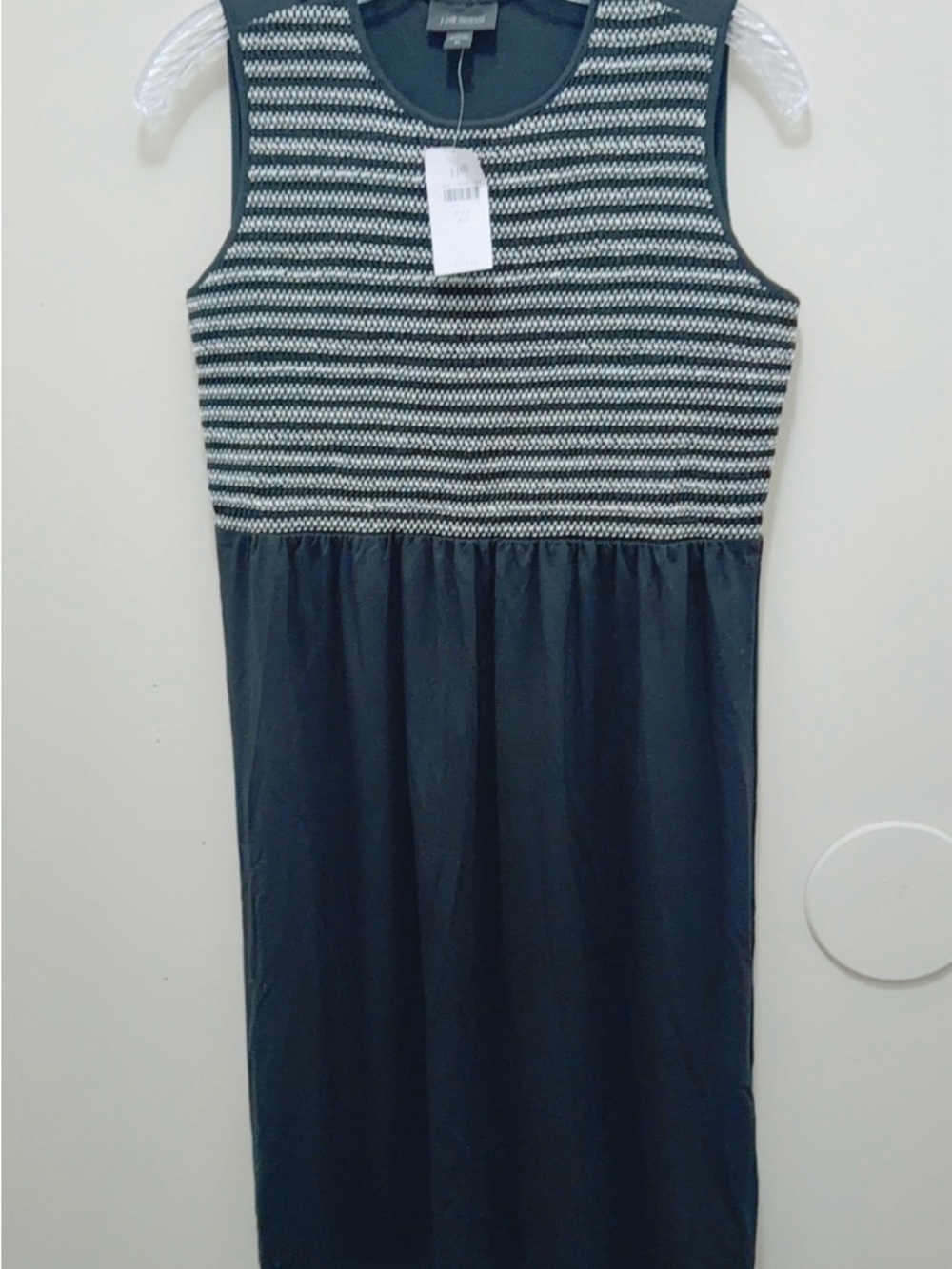 J. Jill Black and White Striped Knit Bodice Sleeveless Dress